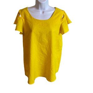 Signature Collection yellow cold shoulder size L top